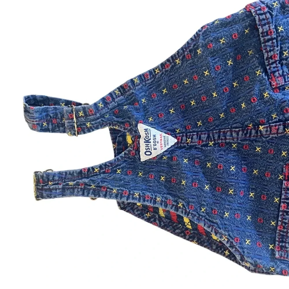 Vintage Osh Kosh B’Gosh denim‎ x o tic tac toe printed overalls 24M